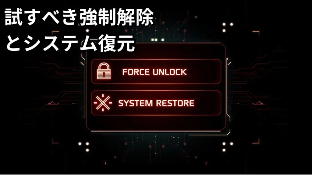 試すべき強制解除とシステム復元