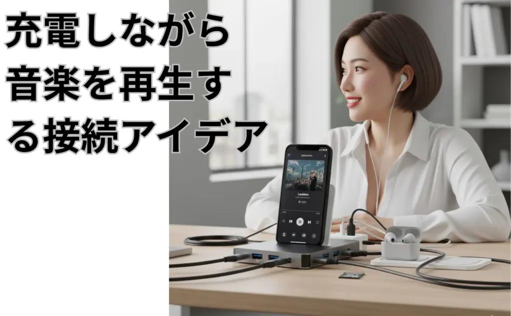 充電しながら音楽を再生する接続アイデア