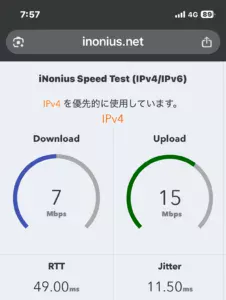 NUROモバイルの通勤時間帯の速度